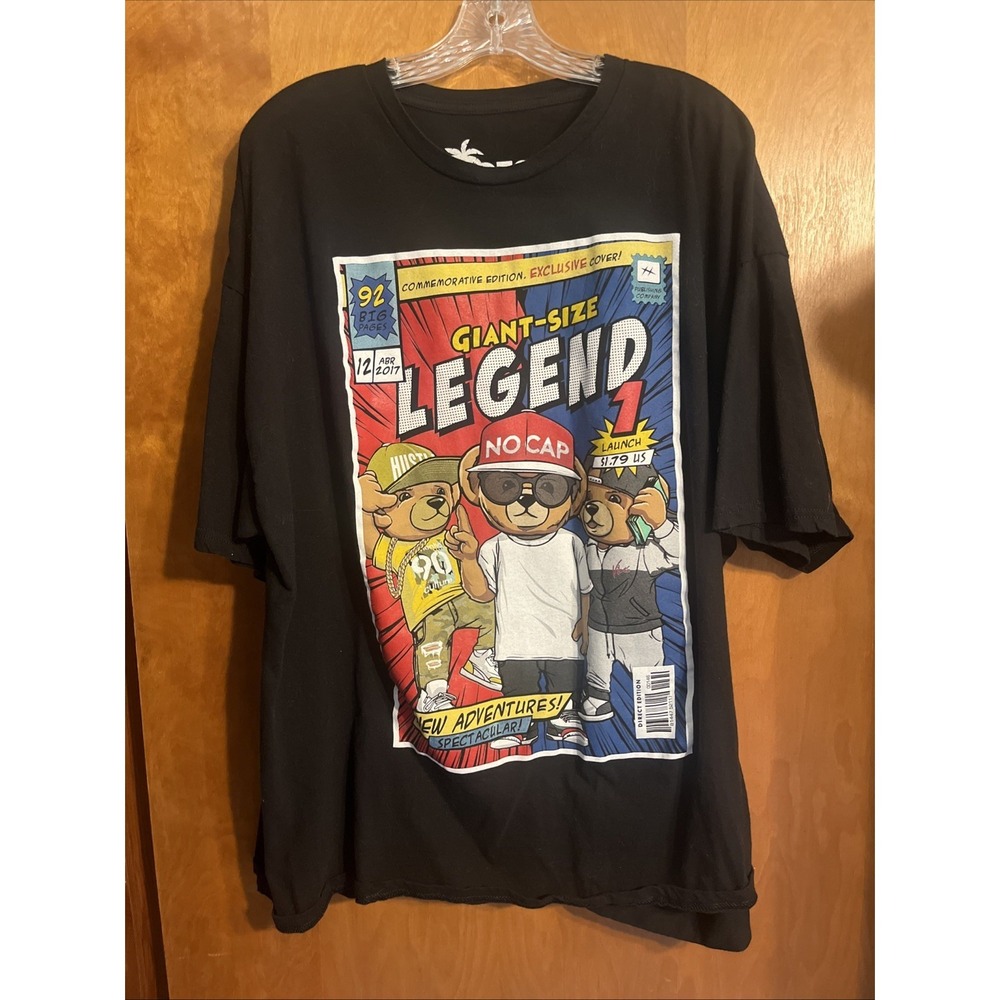 OG Hustle Legend Bear Graphic‎ Black t-Shirt men's VIBES 4XL